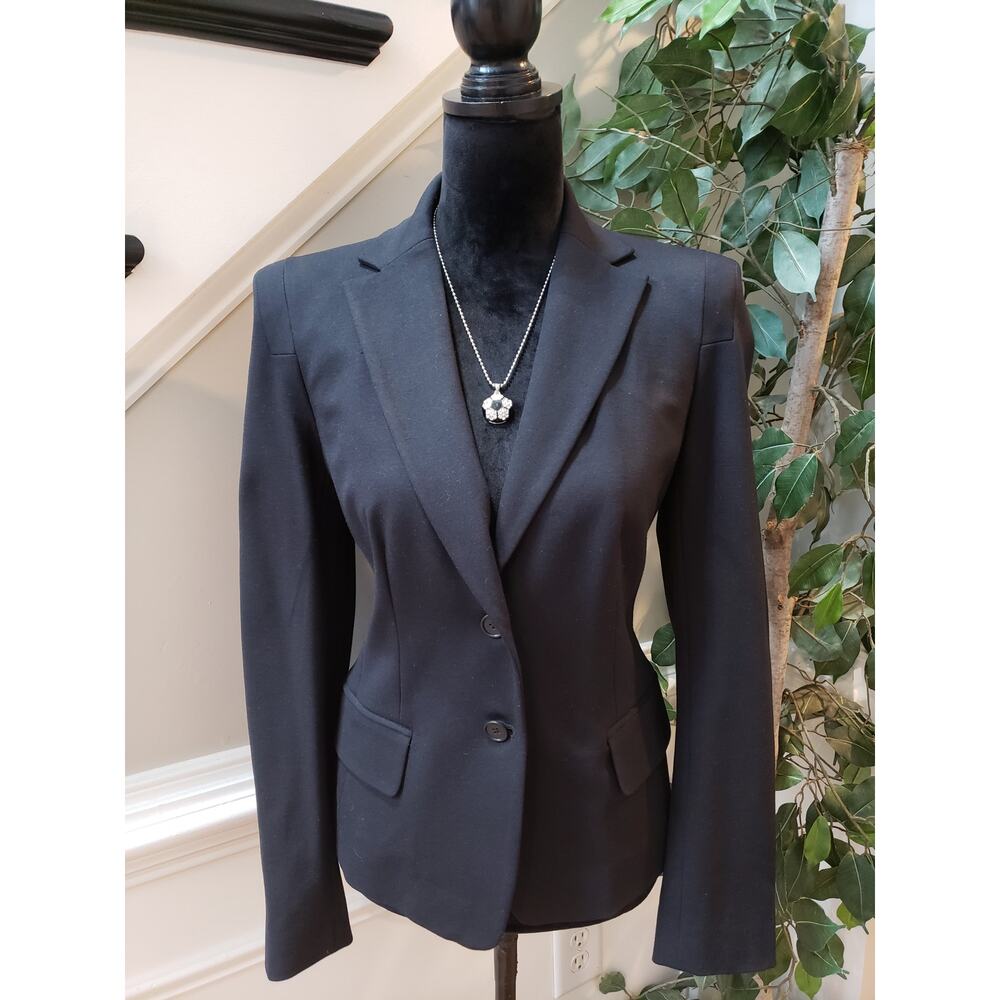 Ann Taylor Blazer Jacket Womens Size 6 Black Soft Single Breasted Notch Lapel